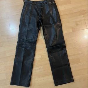 Black genuine Leather straight leg trousers. 32X32